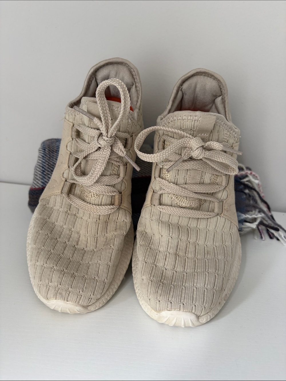 Neutral Beige Knit Sneakers - Lightweight Casual Shoes